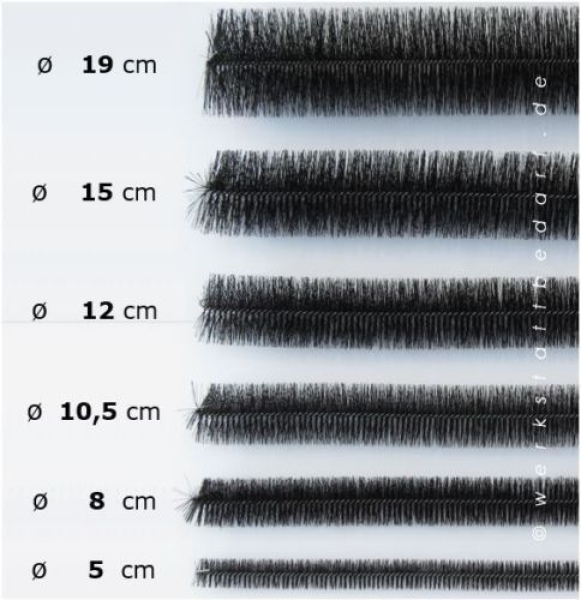 Dachrinnenbürste Ø 10,5 cm - Länge 100 cm - 5er-Gebinde - auf Wunsch mit 3 Sicherungsklammern