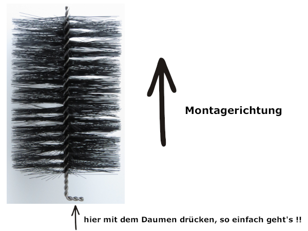 Spatzenbürste Ø 9 cm - Länge ca. 16 cm inkl. Biegung - 100er-Gebinde